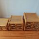 Tables gigognes en rotin et cannage – Esprit Riviera – Vers 1970/80