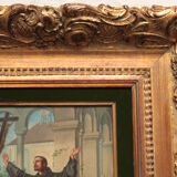 Ancienne peinture religieuse École Espagnole Saint François