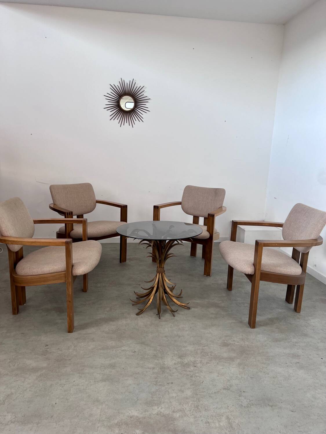 4 old armchairs Italian design chairs 70s vintage curved wood