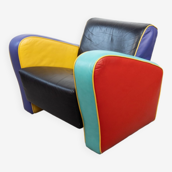 Fauteuil multicolore postmoderne vintage, 1980