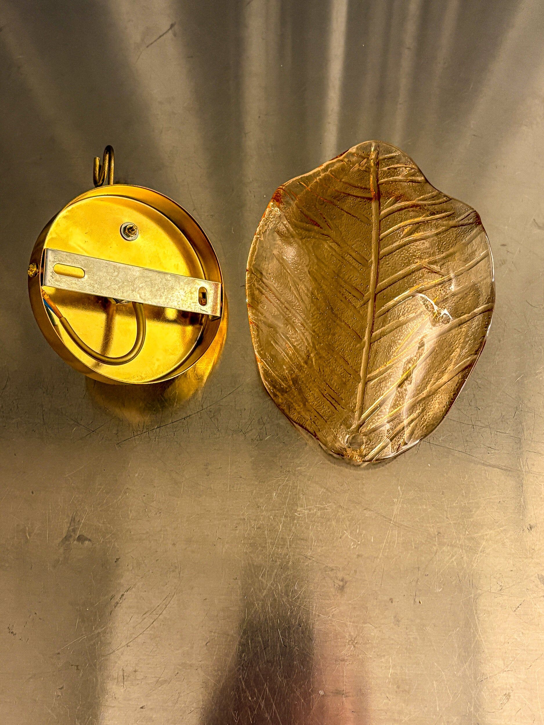 Applique murale en verre de Murano rose "Feuille" italienne, années 1970