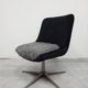 Mid-century redesigned swivel chair in velvet and faux fur.