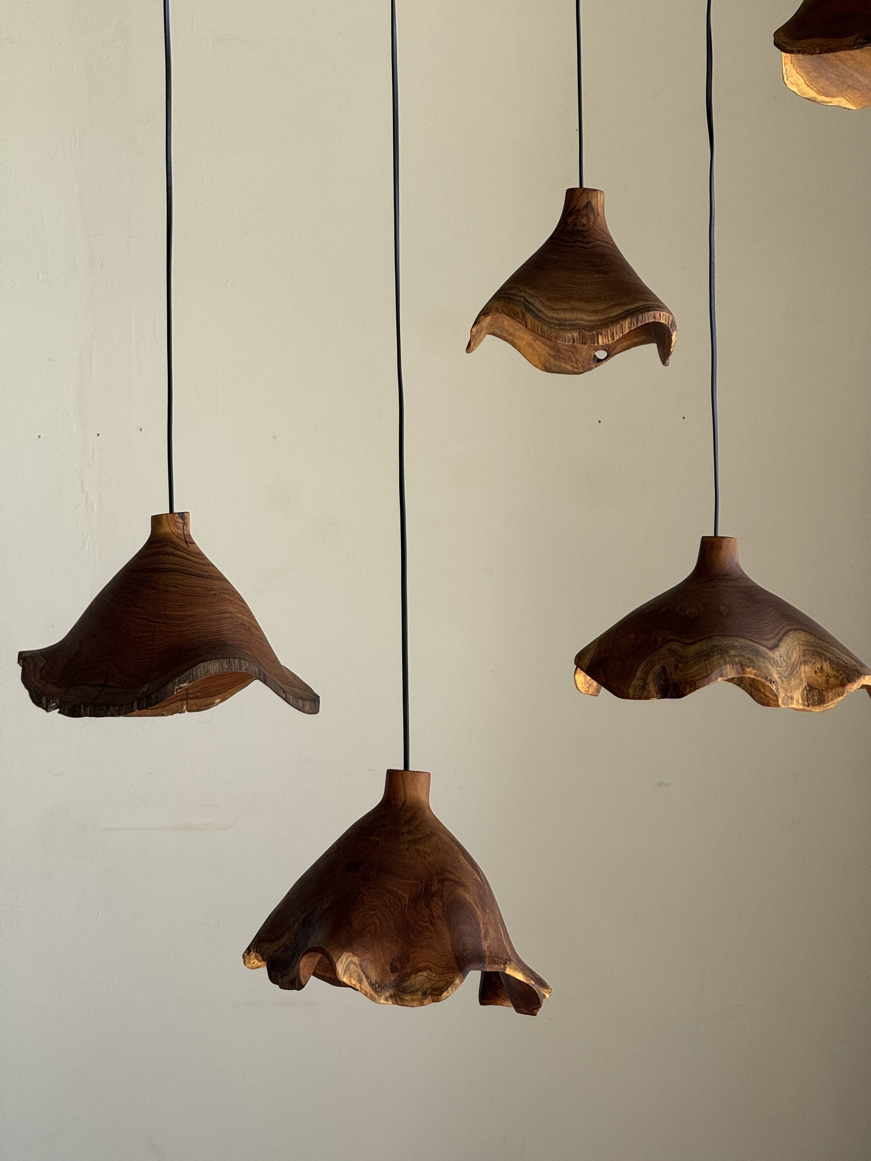 Small suspension in organic teak hat D30 H20