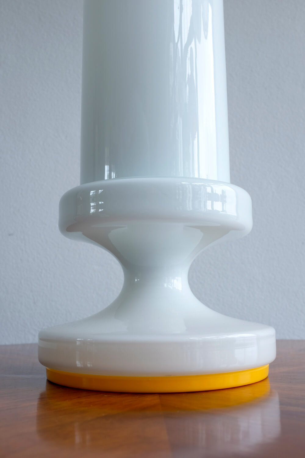 Vintage white opaline glass lamp by Valašské Meziříčí Czechoslovakia, 1970s