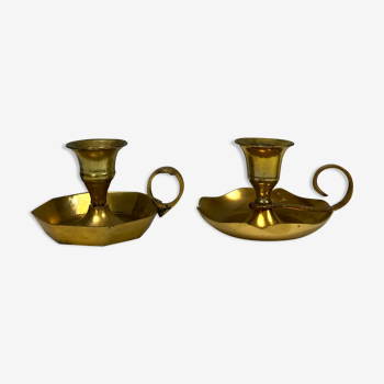 Duo of brass candlesticks