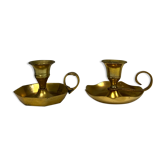 Duo de bougeoirs en laiton