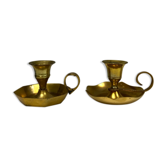 Duo de bougeoirs en laiton