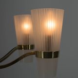Lustre en laiton et verre de style Lyfa, Danemark, années 1970