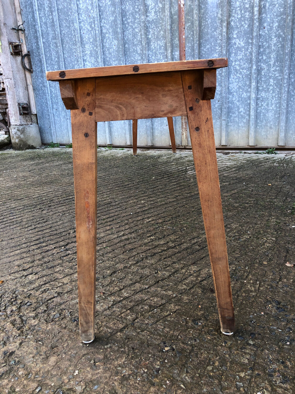 Table console vintage en hêtre massif