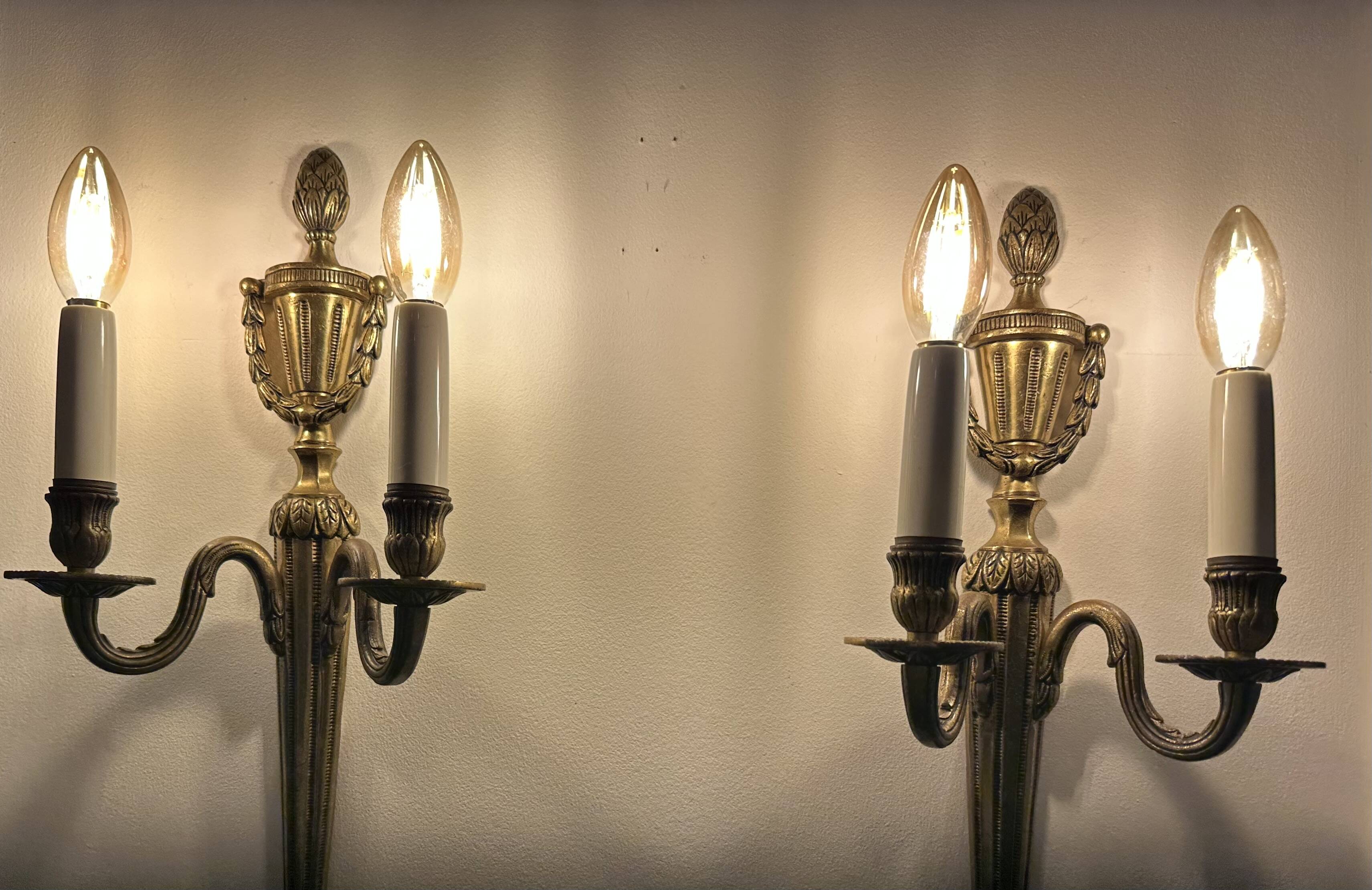 Pair of mid-19th century brass tassel sconces