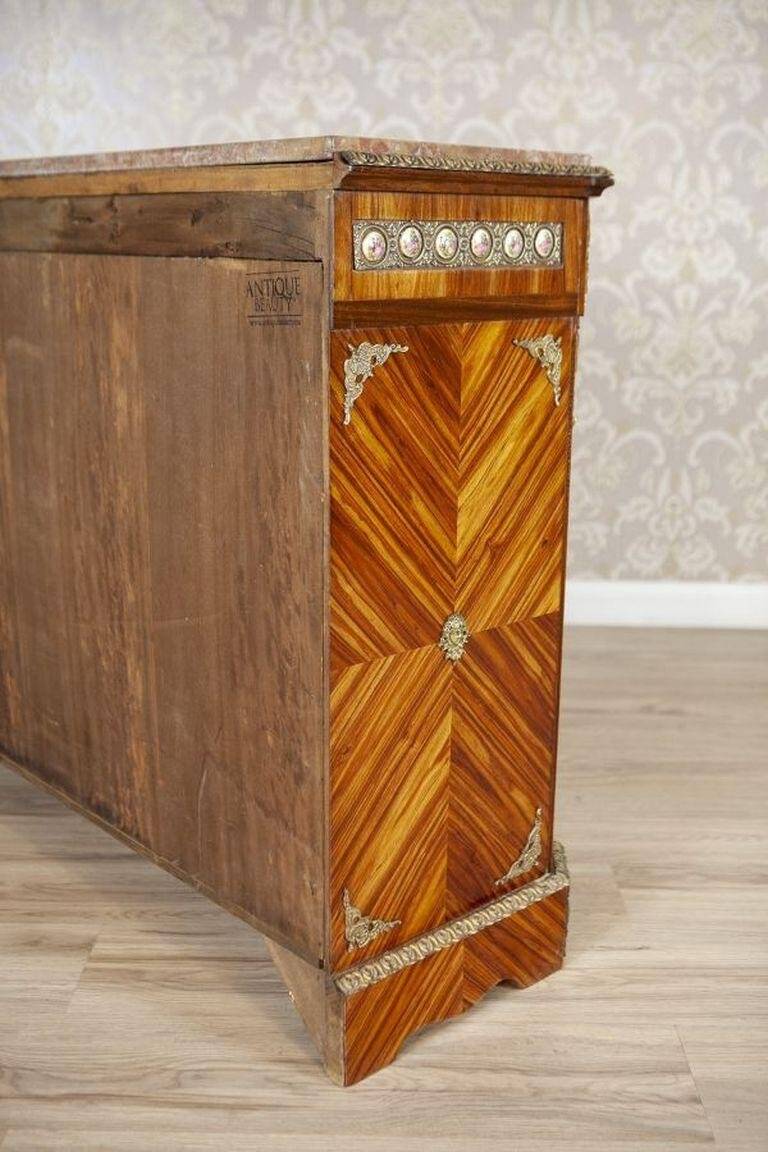 Vintage Two-Leaf Cabinet with Marble Top, 1940s