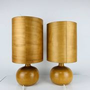 Pair of wooden ball lamps in Scandinavian style, 1960s.