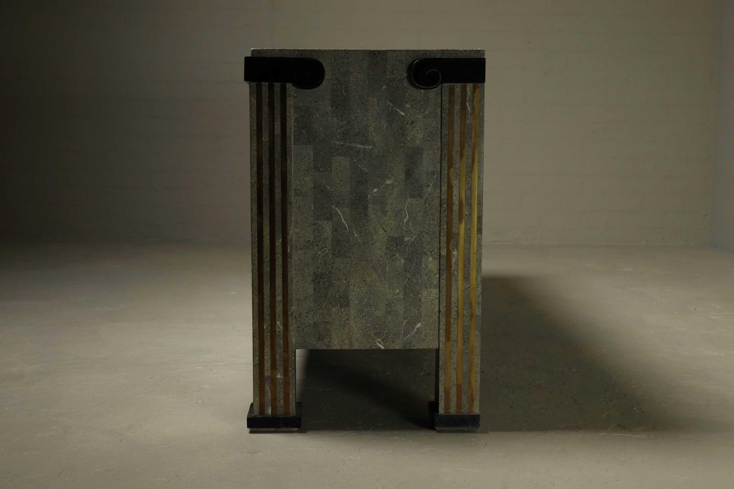Maitland-Smith tessellated marble and brass sideboard 1980s