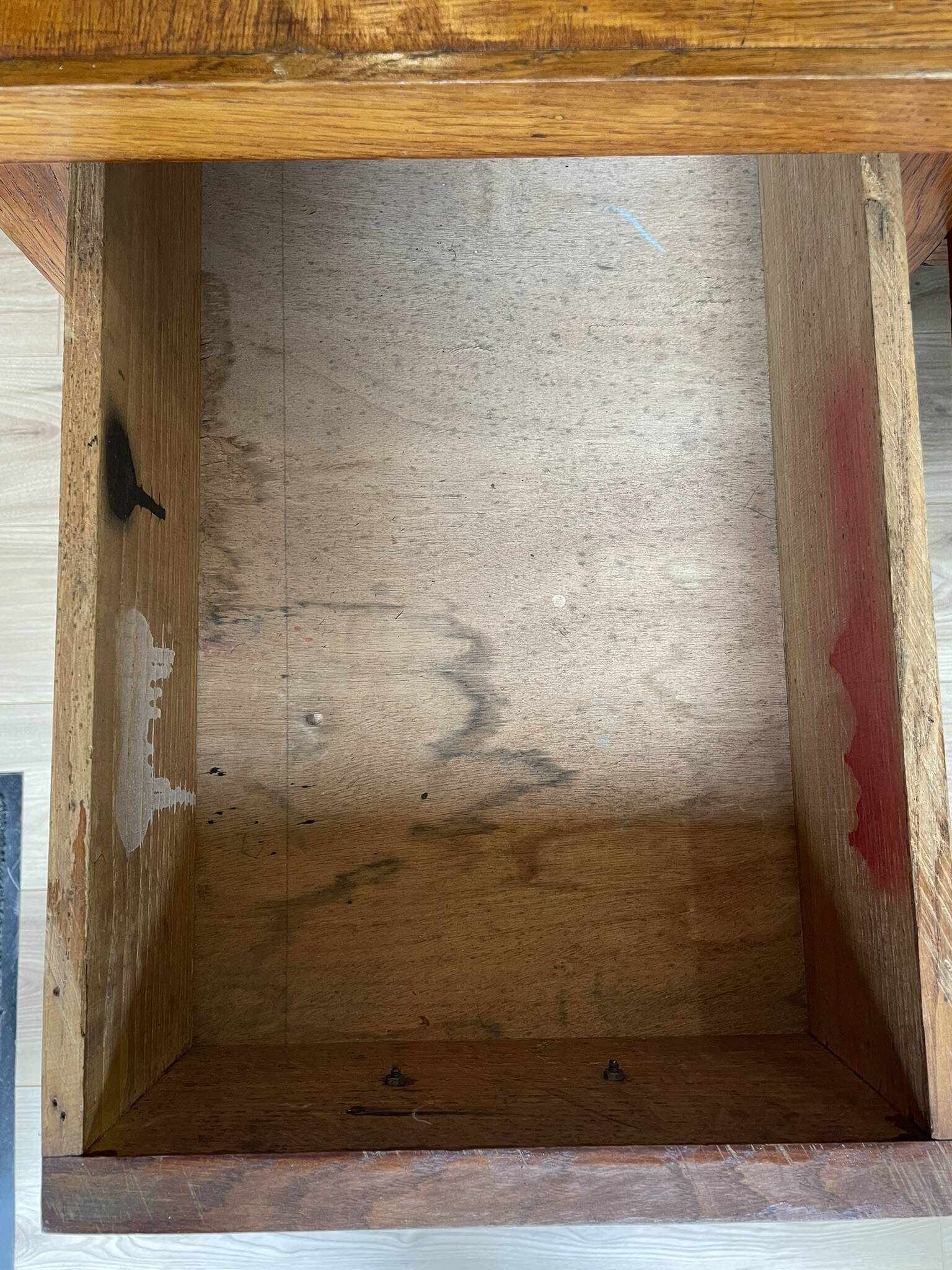 Bureau de ministre vintage double caisson en chêne – Milieu de pièce