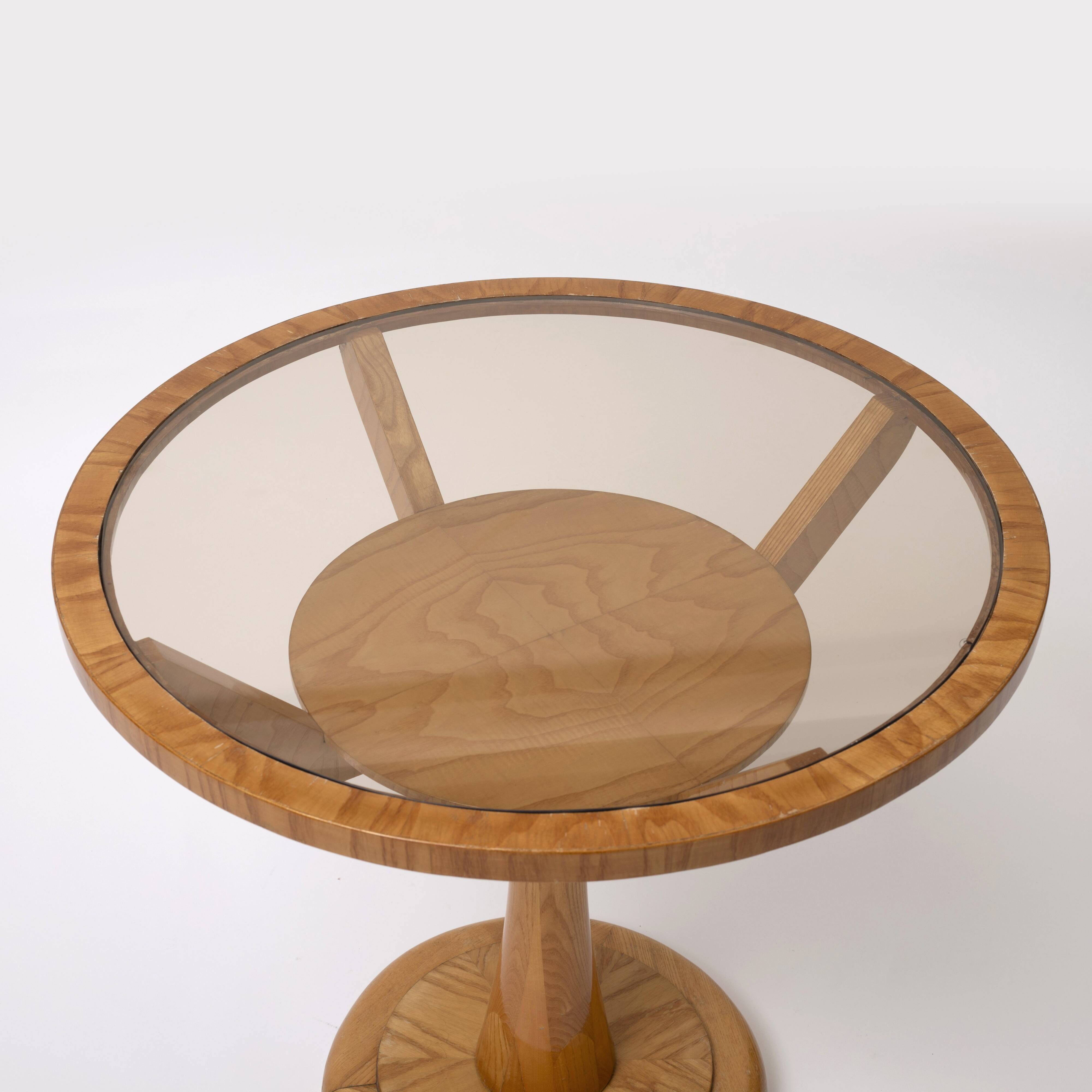 Ocassionall / console table in ash and smoked glass , 1950s, Czechoslovakia