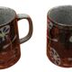 2 Cups / Mugs Glazed ceramic Floral decoration