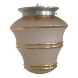 Ceiling light / Art Deco lamp in pink and gold with a glass shade - Silver Fitter