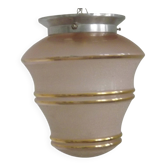 Ceiling light / Art Deco lamp in pink and gold with a glass shade - Silver Fitter