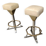 Seventies brass and chrome bar stools, set of 2, 1970s