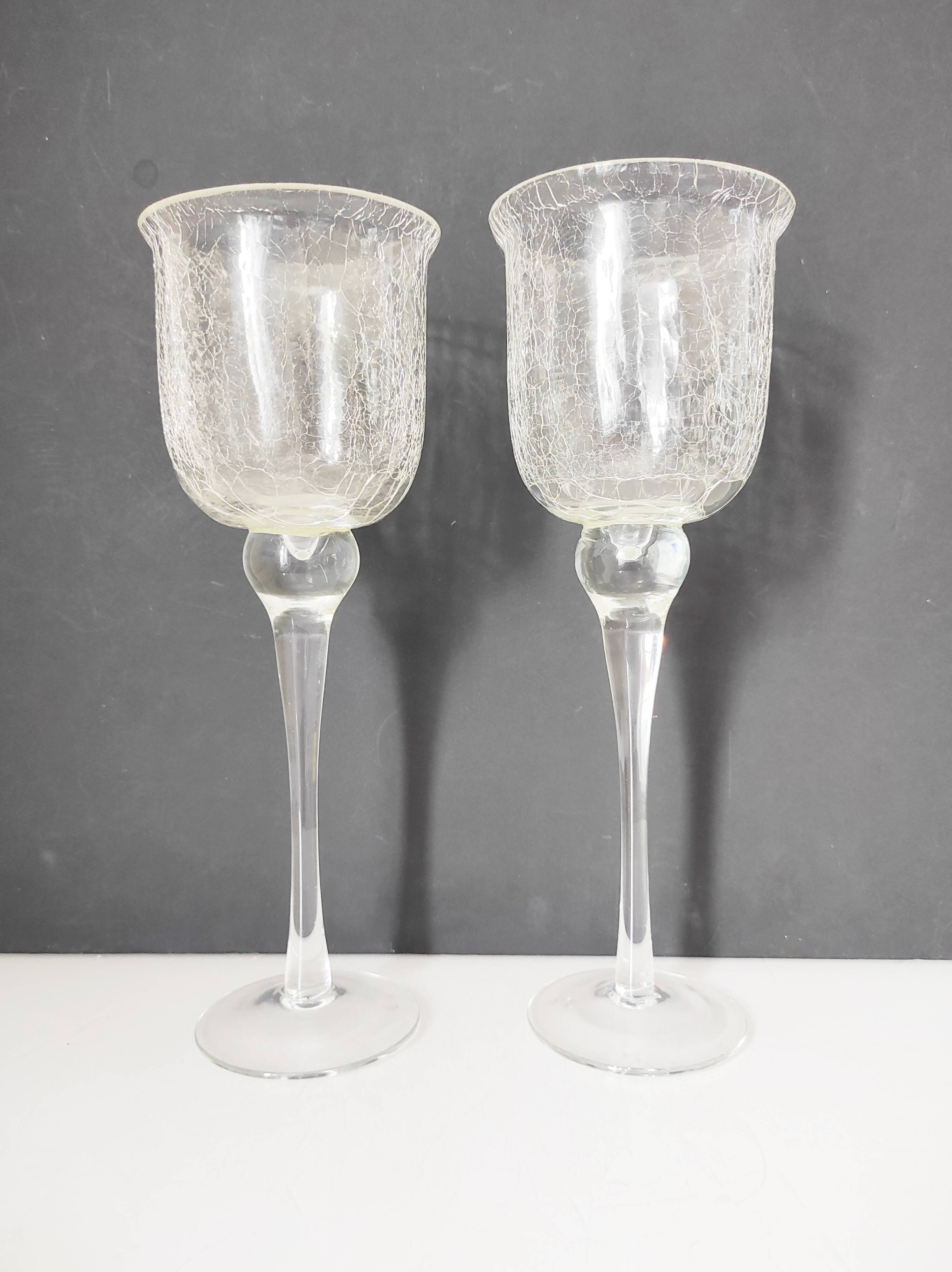 Two cracked glass lanterns 30.5 cm