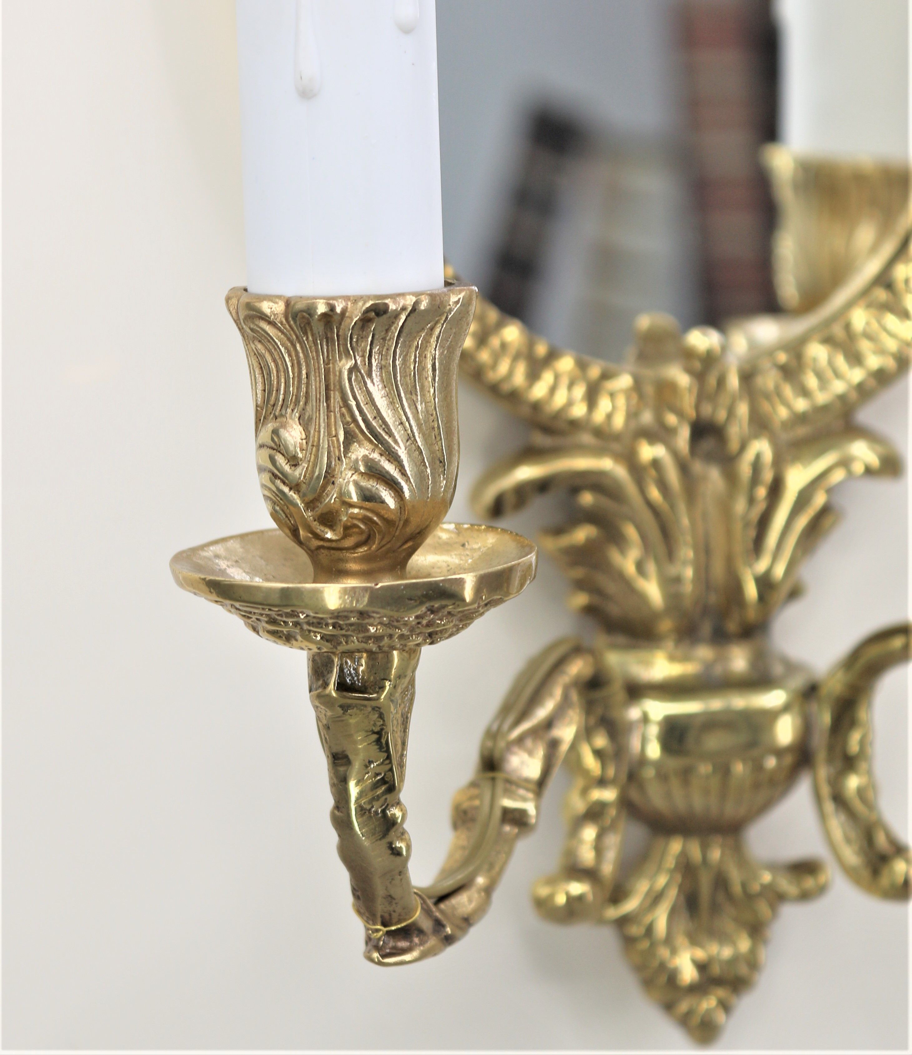 Pair Applique Mirror in Gilded Bronze Style Louis XVI