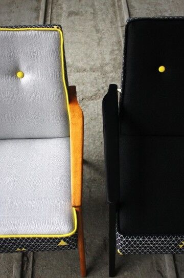 Chair vintage yellow triangles