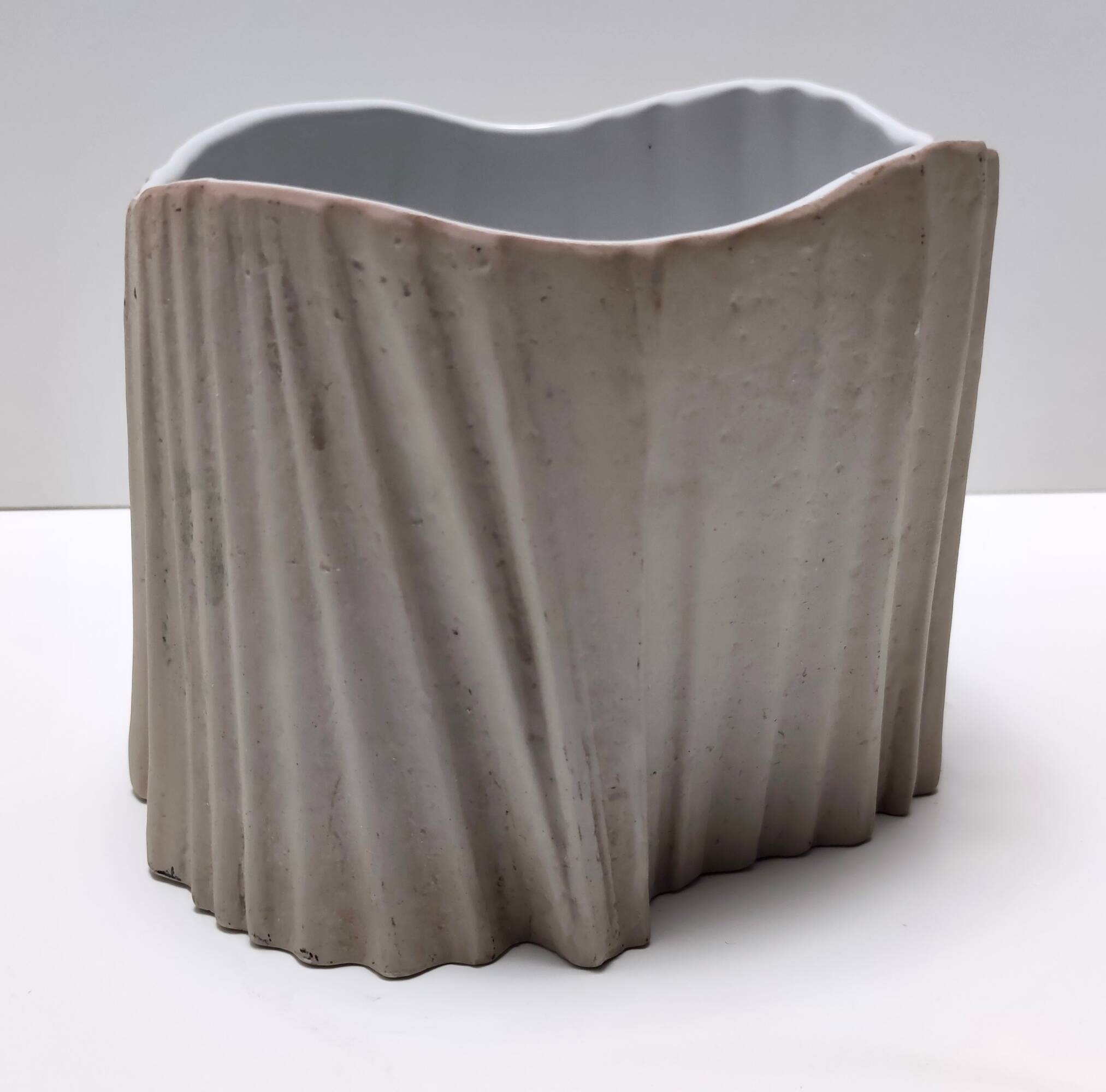Irregular Shaped Grey Earthenware Vase by Rosenthal, Italy