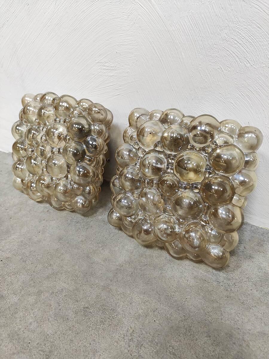 Paire d'appliques murales vintage en verre à bulles Helena Tynell