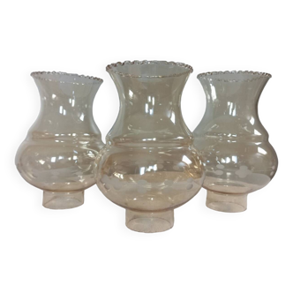 3 amber tulip globes art deco style for chandelier or wall light