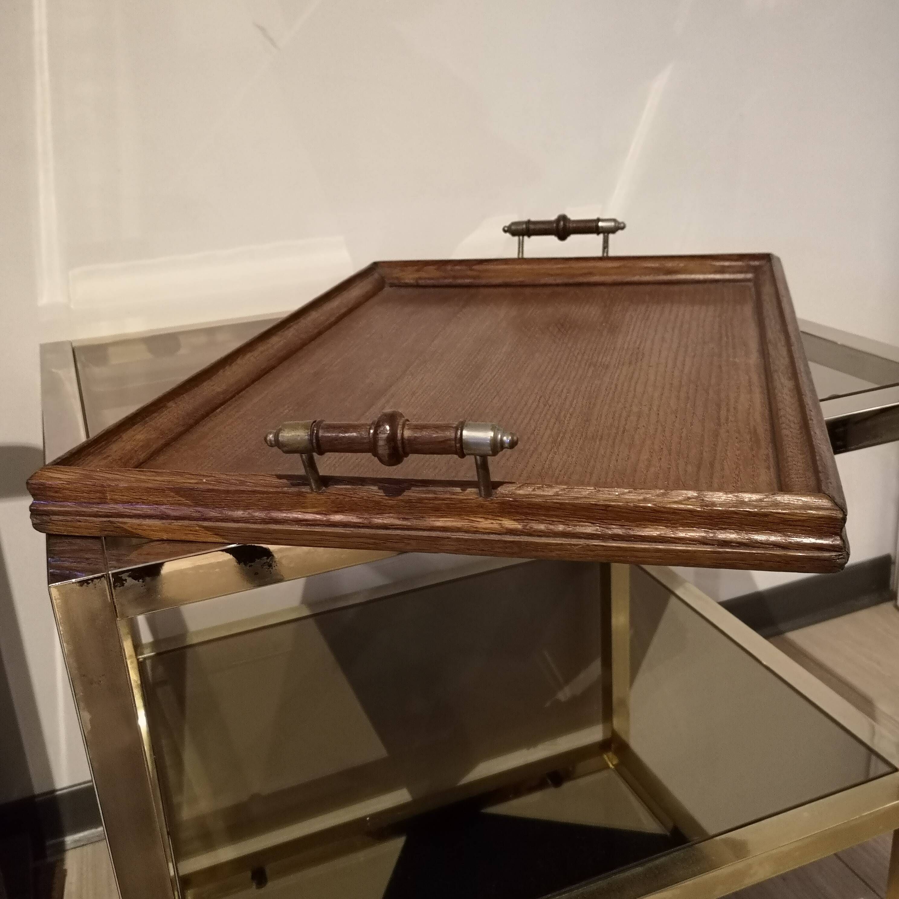 Oak and brass tray arts and crafts art craft victorian 19th century