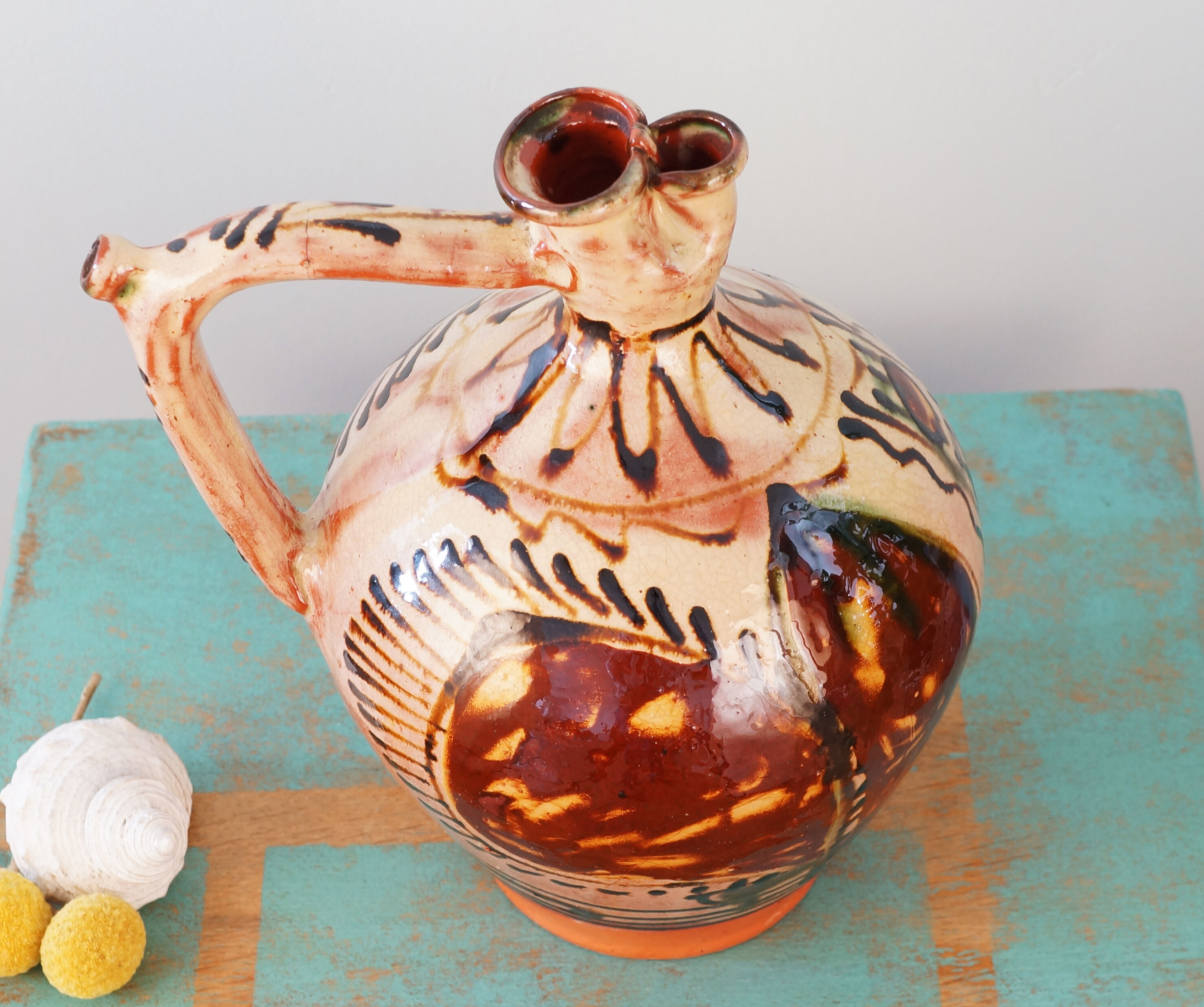 Glazed terracotta jug romania