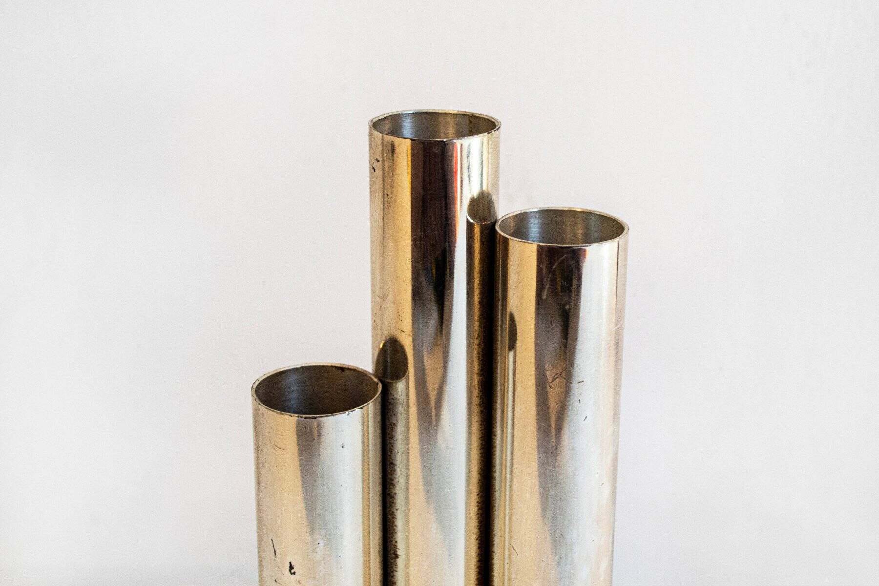 Silver-plated metal vase by Lino Sabattini, 1970