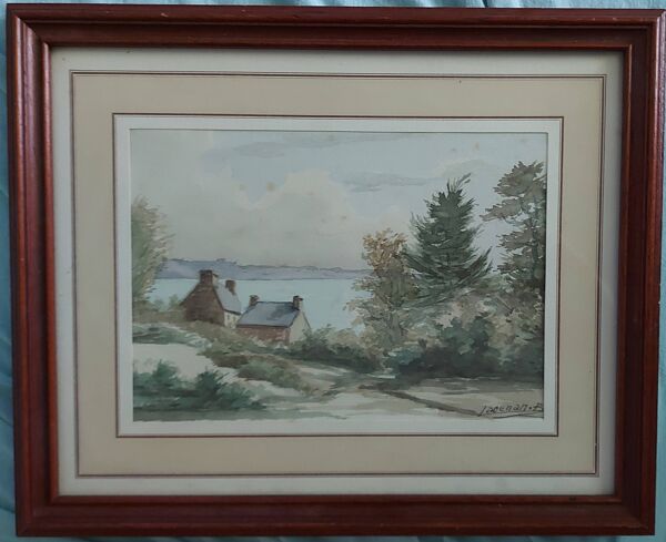 Aquarelle encadrée et sous verre signée B.Lavenan Peintre Breton Made In France