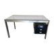 Vintage desk in smoked glass and brushed steel. 1970. Suspended box