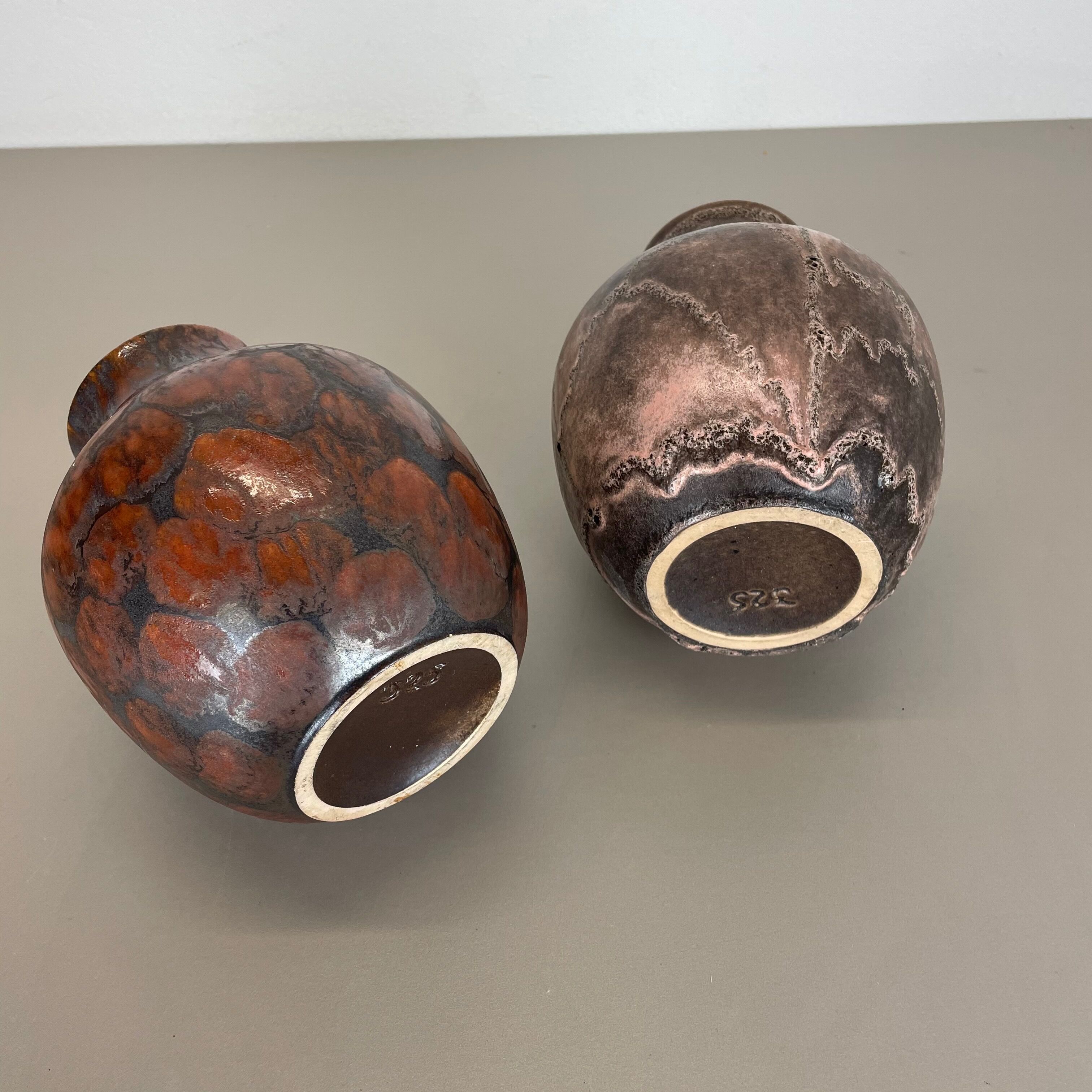 Set of 2 Pottery Vases Fat Lava Abstract Designed by Ruscha, Germany, 1960s