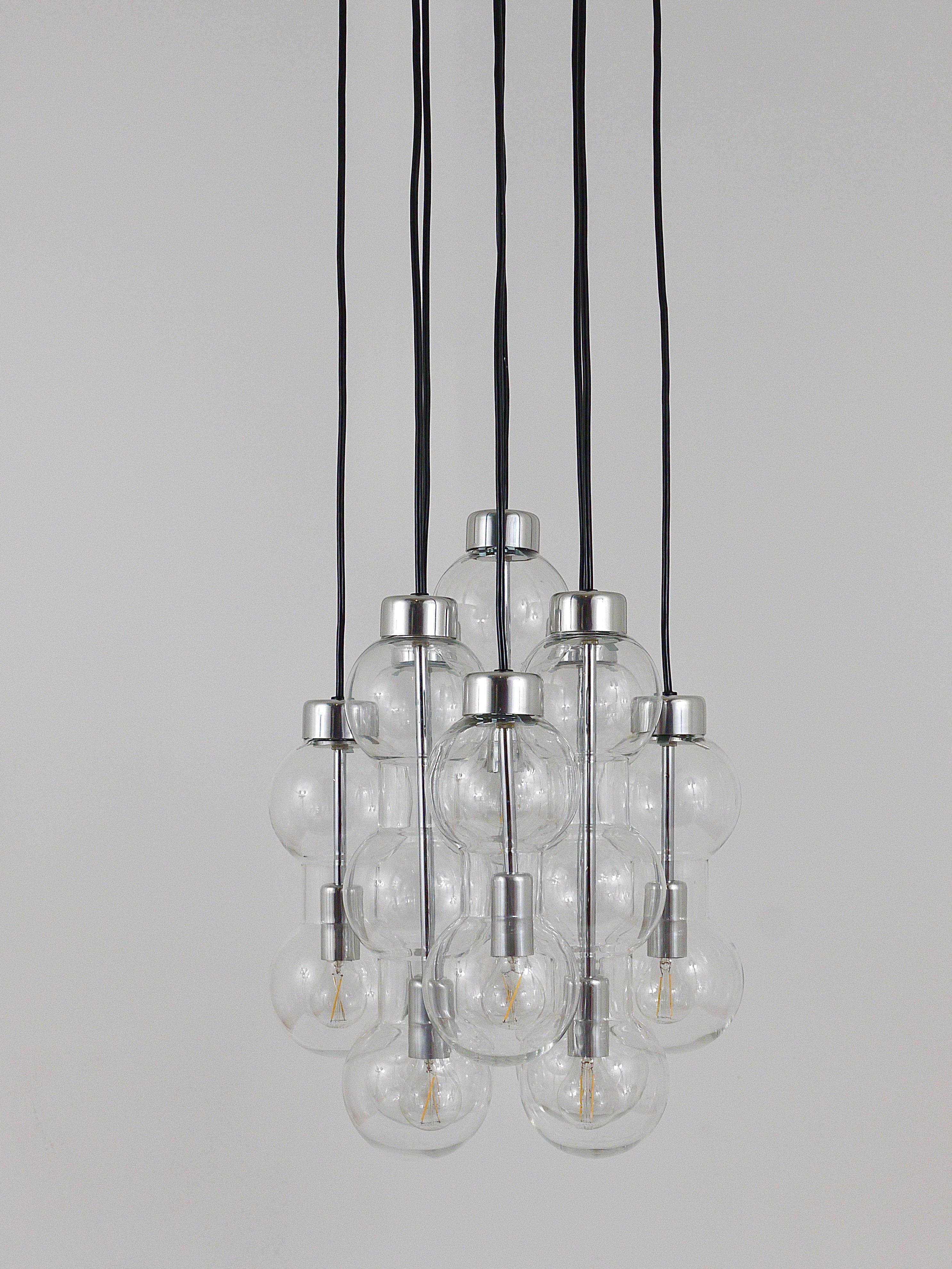 Impressive cascading hourglass chandelier Doria, Space Age, Germany, 1960s.