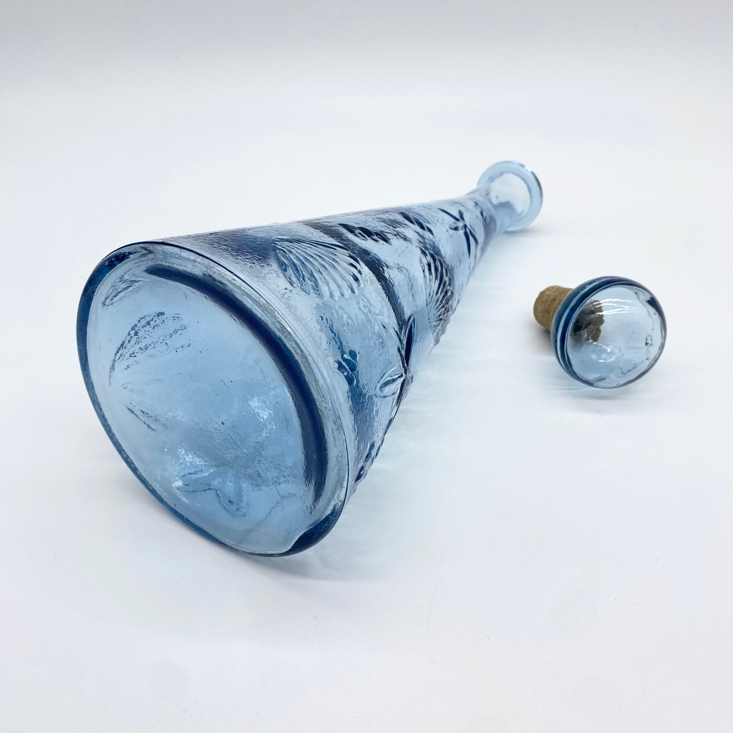 Carafe "fonds marins" verre bleu – Empoli, 1970s