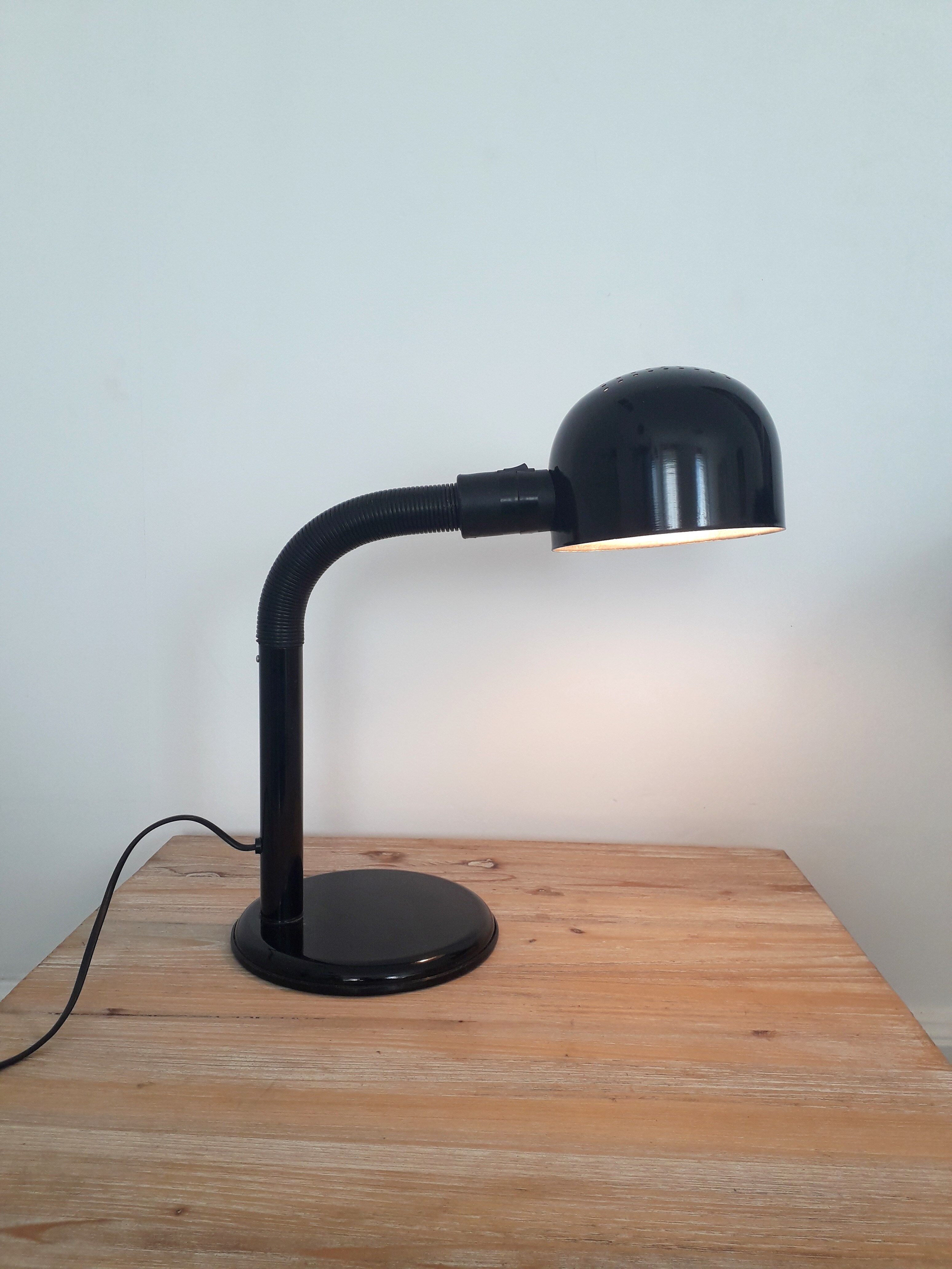Vintage desk lamp-alda -sweden-typ 1+4a-black lacquered metal-1970