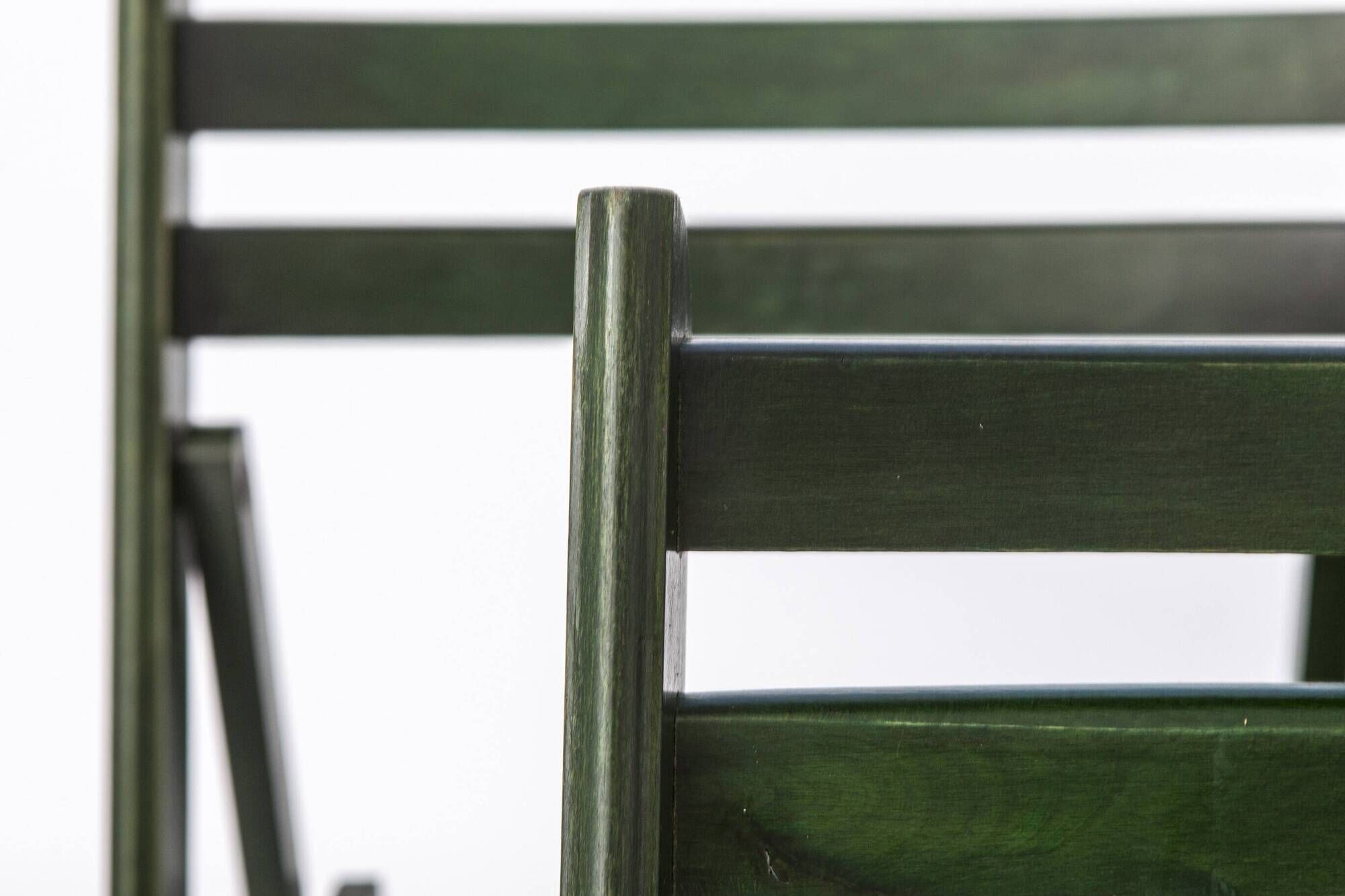 Set of 4 Vintage Green Folding Chairs, German Beech Wood Chairs,  60s–70s