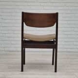 1970s, set of 5 Danish dinning chairs, original condition, teak wood, leather.