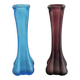 Antique Pair of Art Nouveau Frosted Glass Soliflore Vases in Blue and Purple