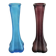 Antique Pair of Art Nouveau Frosted Glass Soliflore Vases in Blue and Purple