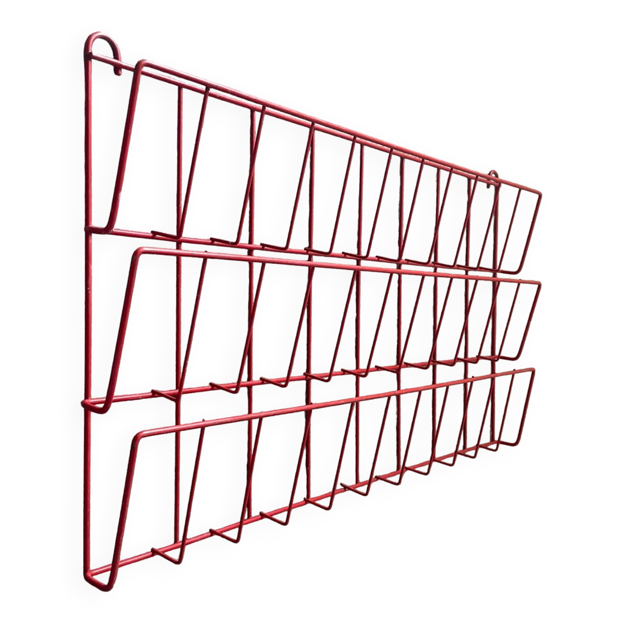 Vintage 80s wall-mounted magazine/vinyl holder