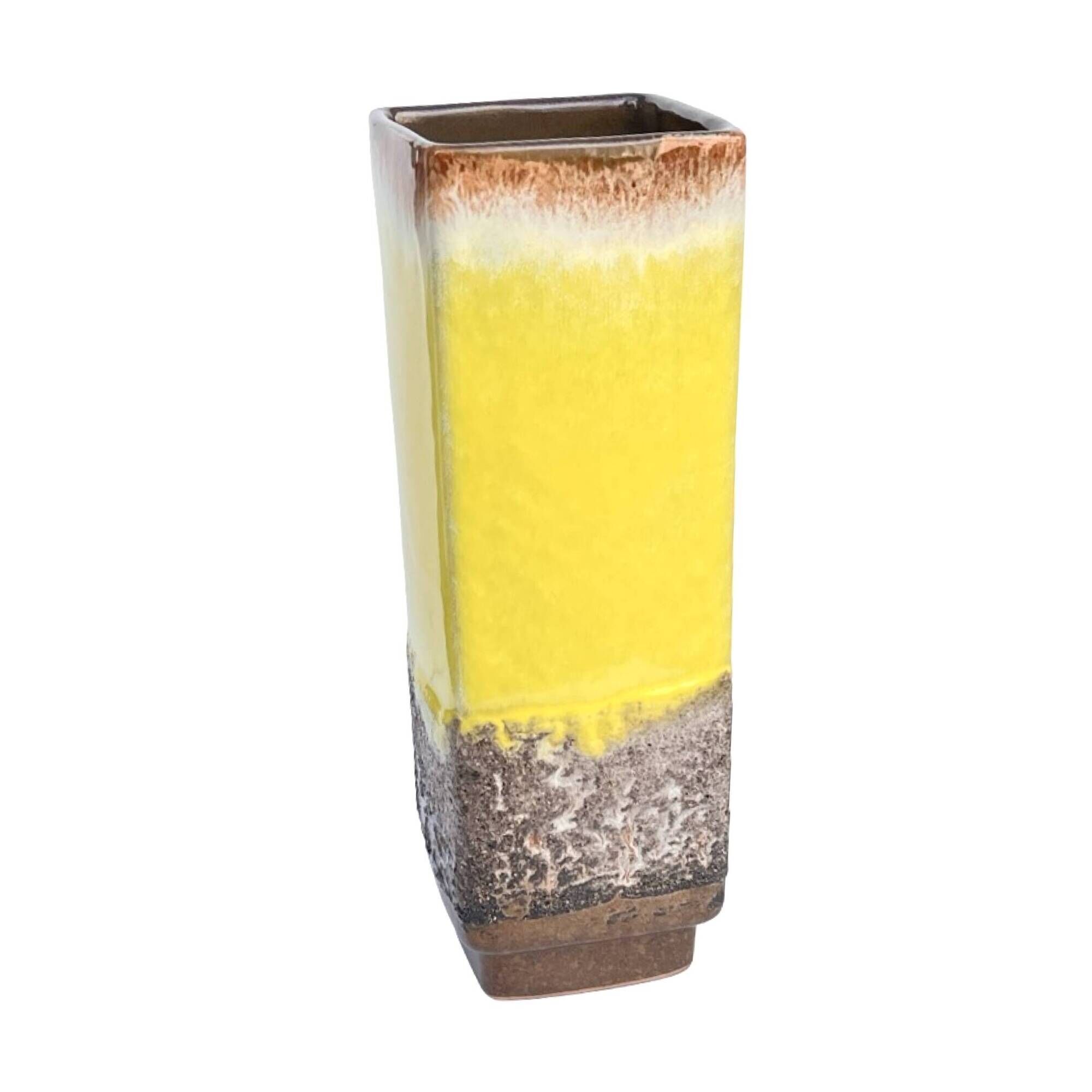 Strehla Vase 1224/24 – Germany, 1970s, fat lava, yellow glaze