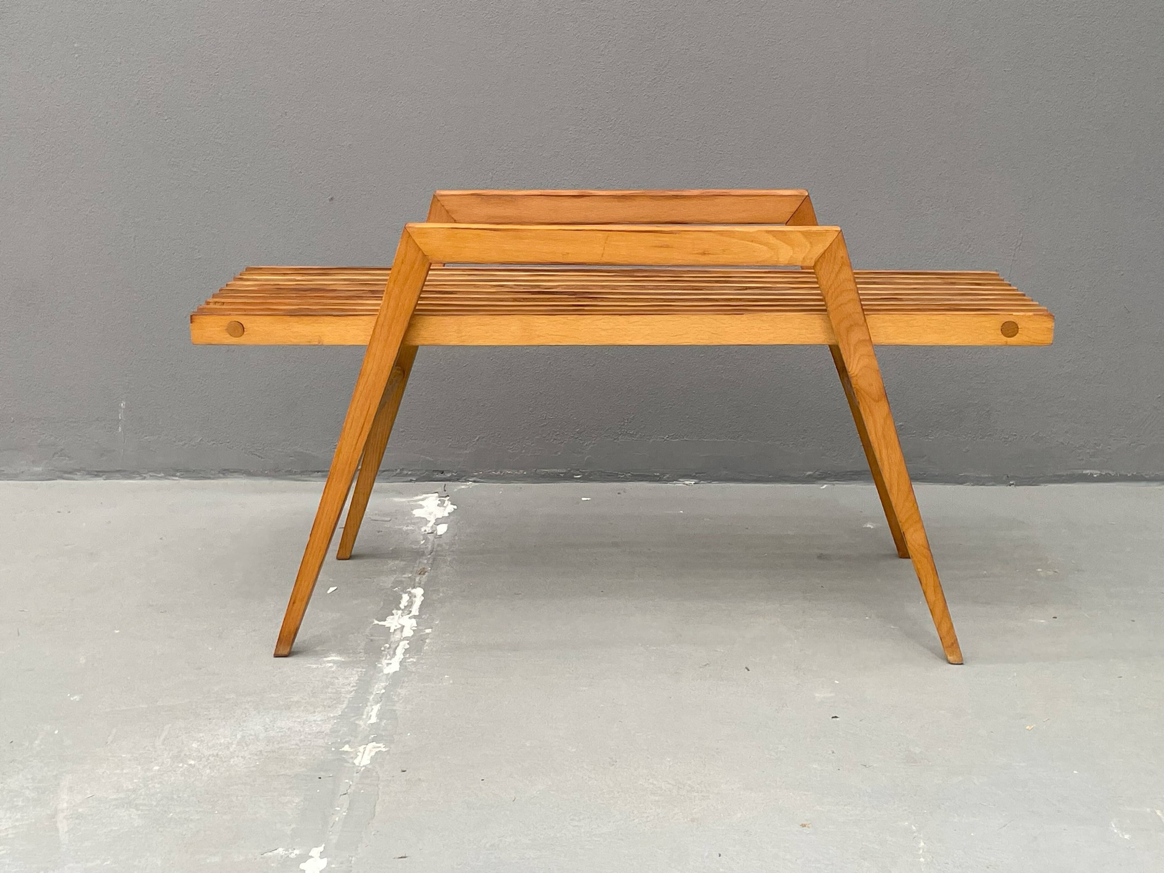 Beech Flower Stand by ÚLUV, Mid-Century, 1970s Czechoslovakia