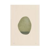 Collection of 6 abstract paintings on sage green paper, signed Eawy