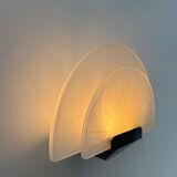 Vintage wall lamp "Diva" Ezio Didone for Arteluce, sandblasted glass and black metal, Italy 1970