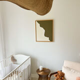 Tableau relief vert kaki et crème