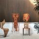 Large sculptural ceramic table lamp with textile batik lampshade, 1960s