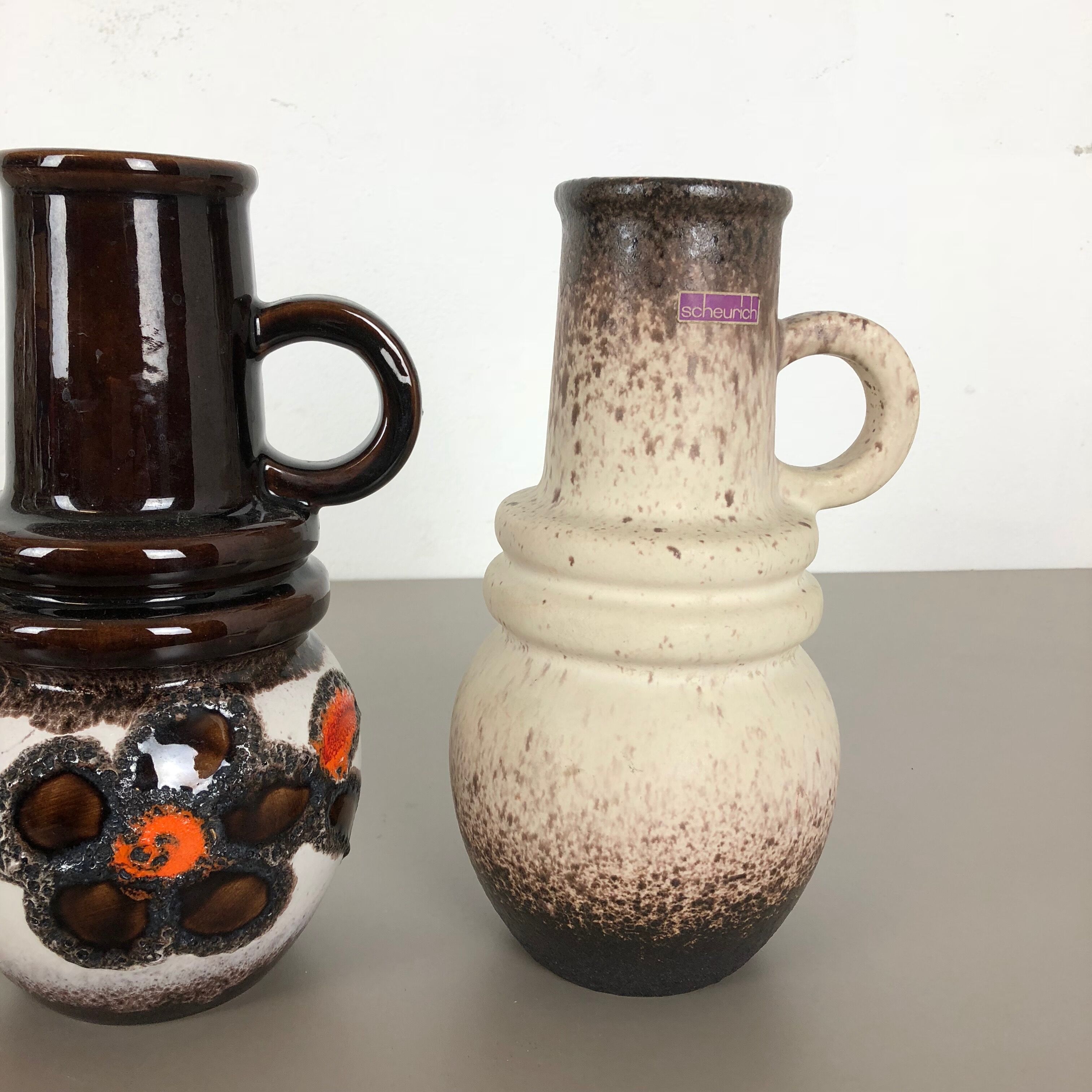 Set of three 1970s pottery fat lava "vienna" vases made by Scheurich, Germany